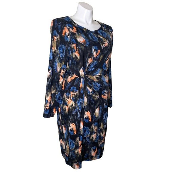 NYDJ Black Melting Ikat Twist Front Dress, Long Sleeves Women's Size 16 - Picture 5 of 13